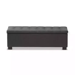New Kirklands Home Dark Tufted Contemporary Storage Bench Gray