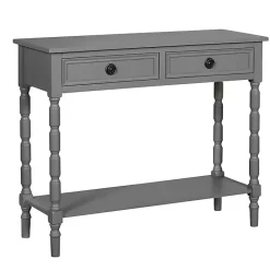 Online Kirklands Home Dark Wood 2-Drawer Barrett Console Table Gray