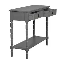 Online Kirklands Home Dark Wood 2-Drawer Barrett Console Table Gray
