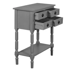 Sale Kirklands Home Dark Wood 4-Drawer Barrett Console Table Gray