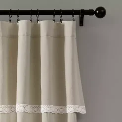 Kirklands Home Dark Linen Lace Curtain Panel Set, 84 in. Tan