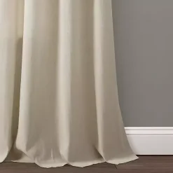 Kirklands Home Dark Linen Lace Curtain Panel Set, 84 in. Tan