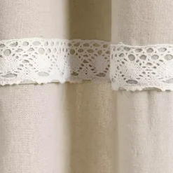 Kirklands Home Dark Linen Lace Curtain Panel Set, 84 in. Tan