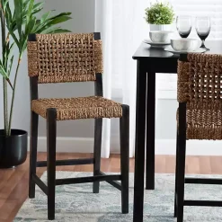 Online Kirklands Home Dark Mahogany Lattice Counter Stool Brown