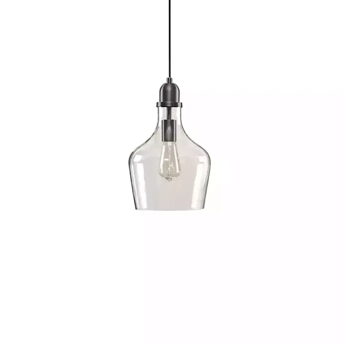 Best Kirklands Home Dark Metal Glass Avalon Pendant Light Gray