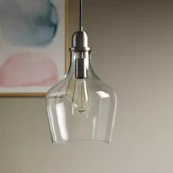 Best Kirklands Home Dark Metal Glass Avalon Pendant Light Gray