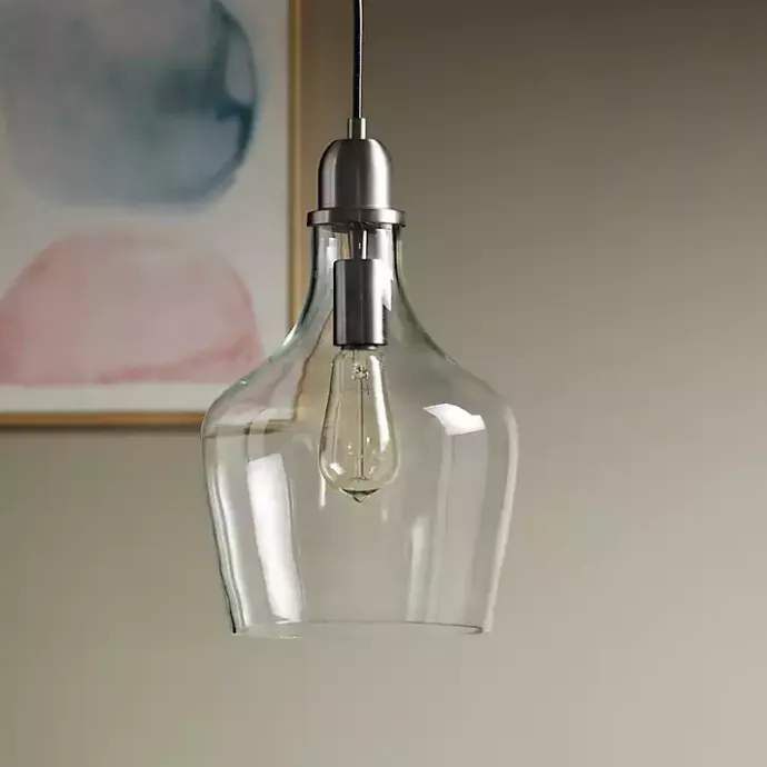 Best Kirklands Home Dark Metal Glass Avalon Pendant Light Gray
