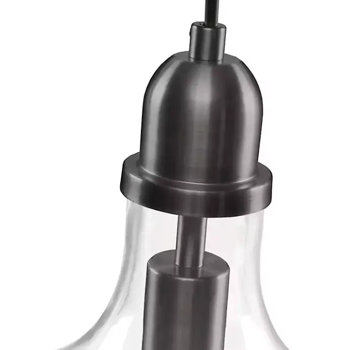 Best Kirklands Home Dark Metal Glass Avalon Pendant Light Gray
