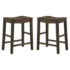 Sale Kirklands Home Dark Oak Wood Whitcombe Counter Stools, Set of 2 Brown