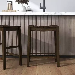 Sale Kirklands Home Dark Oak Wood Whitcombe Counter Stools, Set of 2 Brown