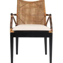 Best Kirklands Home Dark Rattan and Mahogany Gianni Accent Chair Brown