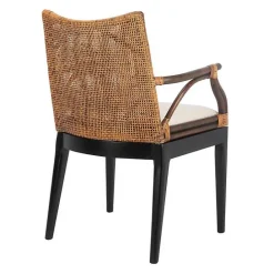 Best Kirklands Home Dark Rattan and Mahogany Gianni Accent Chair Brown