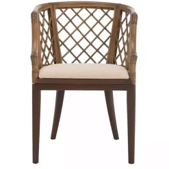 Outlet Kirklands Home Dark Rattan Curved Back Carlotta Accent Chair Brown