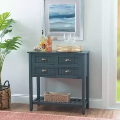 Outlet Kirklands Home Dark Teal Beadboard Console Table Blue
