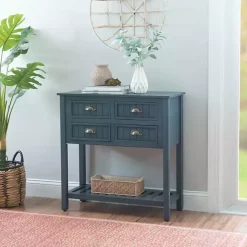 Outlet Kirklands Home Dark Teal Beadboard Console Table Blue