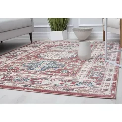 Kirklands Home Dark Terra Cotta Borde Area Rug, 8x10 Red