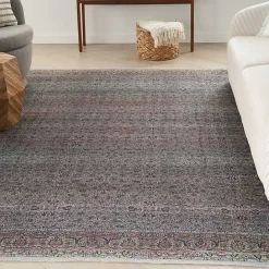 Discount Kirklands Home Dark Vintage Floral Washable Area Rug, 7x9 Gray