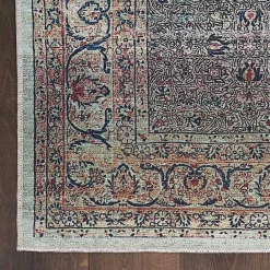 Discount Kirklands Home Dark Vintage Floral Washable Area Rug, 7x9 Gray