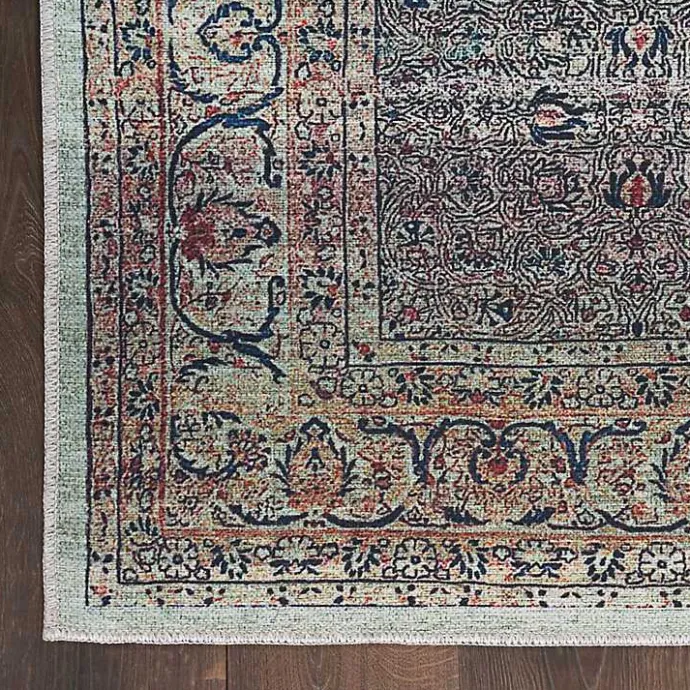 Discount Kirklands Home Dark Vintage Floral Washable Area Rug, 7x9 Gray