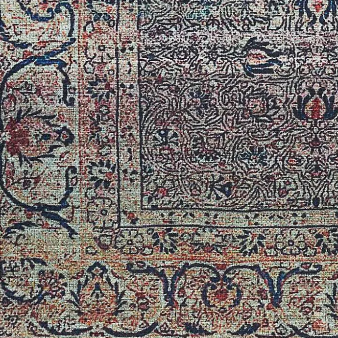 Discount Kirklands Home Dark Vintage Floral Washable Area Rug, 7x9 Gray