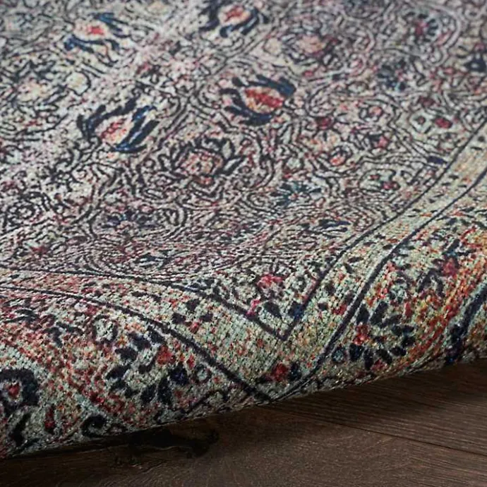 Discount Kirklands Home Dark Vintage Floral Washable Area Rug, 7x9 Gray