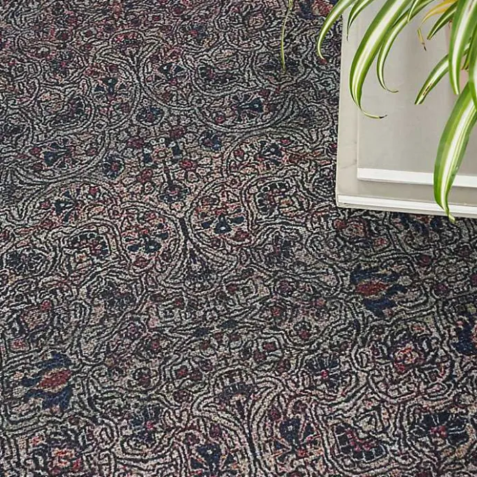 Discount Kirklands Home Dark Vintage Floral Washable Area Rug, 7x9 Gray