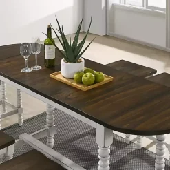 Online Kirklands Home Dark Walnut & White Wood Ema Counter Height Table Brown