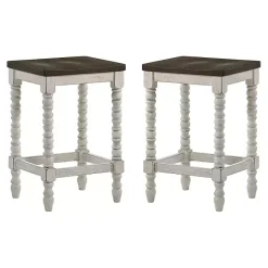 Online Kirklands Home Dark Walnut & White Wood Ema 2-pc. Counter Stools Brown