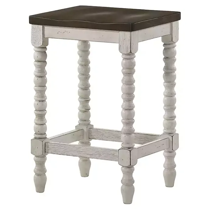 Online Kirklands Home Dark Walnut & White Wood Ema 2-pc. Counter Stools Brown