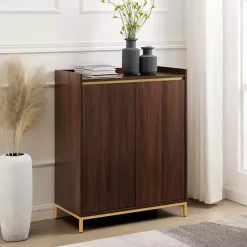 Outlet Kirklands Home Dark Walnut Capri 6-Bottle Cubby Cabinet Brown