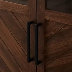 Kirklands Home Dark Walnut Chevron Wooden Storage Cabinet Brown