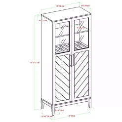 Kirklands Home Dark Walnut Chevron Wooden Storage Cabinet Brown