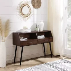 Sale Kirklands Home Dark Walnut 2-Drawer Henry Console Table Brown