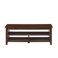 Clearance Kirklands Home Dark Walnut Grooved Side Panel Coffee Table Brown
