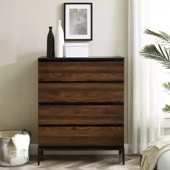 Outlet Kirklands Home Dark Walnut Midcentury Four-Drawer Chest Brown