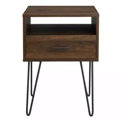 Best Kirklands Home Dark Walnut Modern Farmhouse Side Table Brown