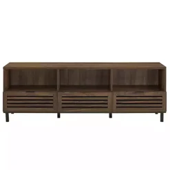 Sale Kirklands Home Dark Walnut Rustic Slat Door TV Stand, 70 in. Brown