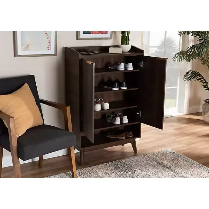 Outlet Kirklands Home Dark Walnut 5-Shelf Wooden Shoe Cabinet Brown