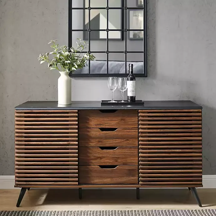 Online Kirklands Home Dark Walnut Slatted 4-Drawer Cabinet Brown