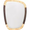 Kirklands Home Dark Wood and Natural Cane Abstract Wall Mirror