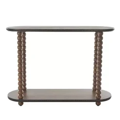 Discount Kirklands Home Dark Wood Beaded Spindle Console Table Brown