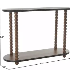 Discount Kirklands Home Dark Wood Beaded Spindle Console Table Brown