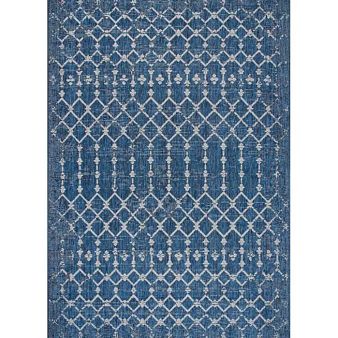 New Kirklands Home Davon Blue Moroccan Trellis Outdoor Rug, 5x8