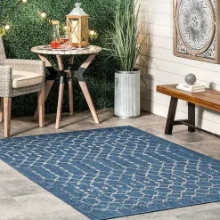 Clearance Kirklands Home Davon Blue Moroccan Trellis Outdoor Rug, 8x10
