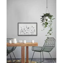 Hot Kirklands Home Deckled Gray Flower Fields Framed Art Print