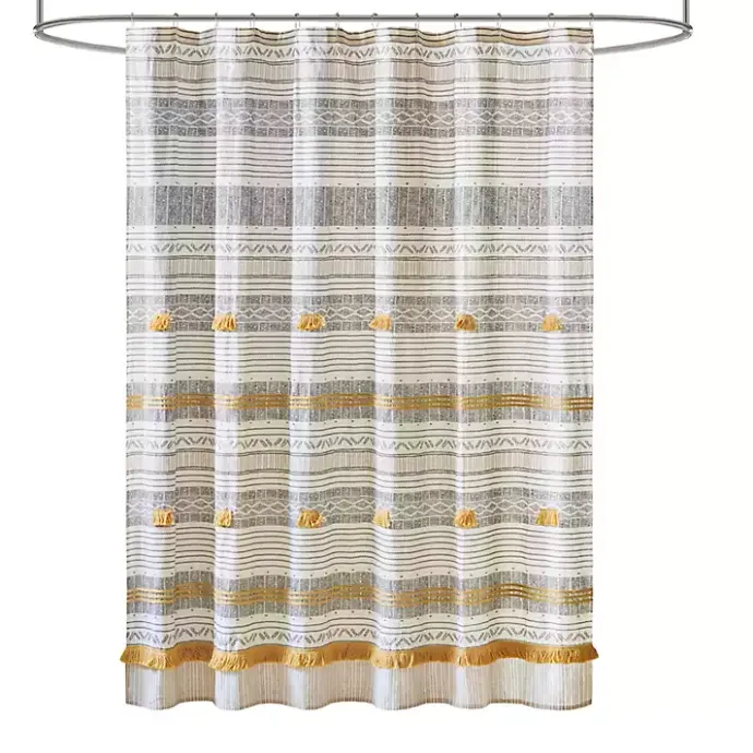 Sale Kirklands Home Decorative Stripe Tassel Shower Curtain