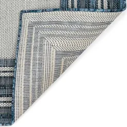Sale Kirklands Home Deep Aqua Threaded Frame Outdoor Area Rug, 6x9