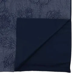 Kirklands Home Deep Floral Embroidered Table Runner Blue