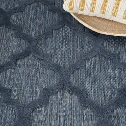 Kirklands Home Deep Navy Trellis Outdoor Area Rug, 4x6