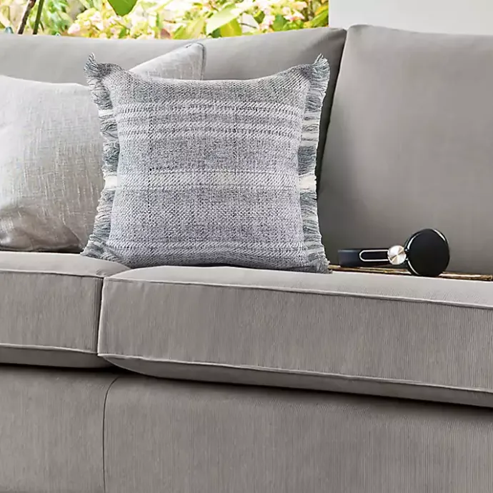 Sale Kirklands Home Denim Contemporary Stripe Outdoor Throw Pillow